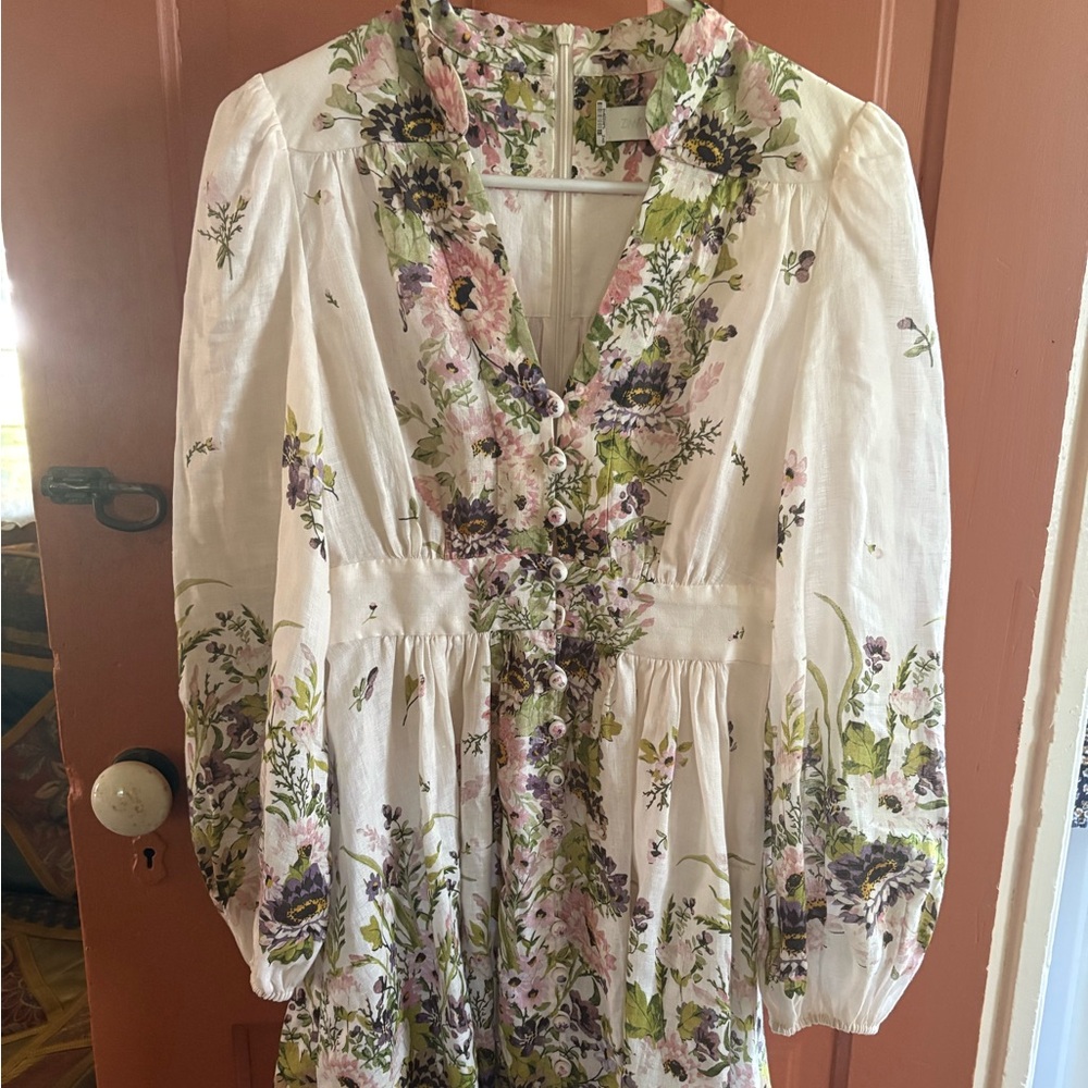 Zimmermann linen floral print dress in excellent condition size 0